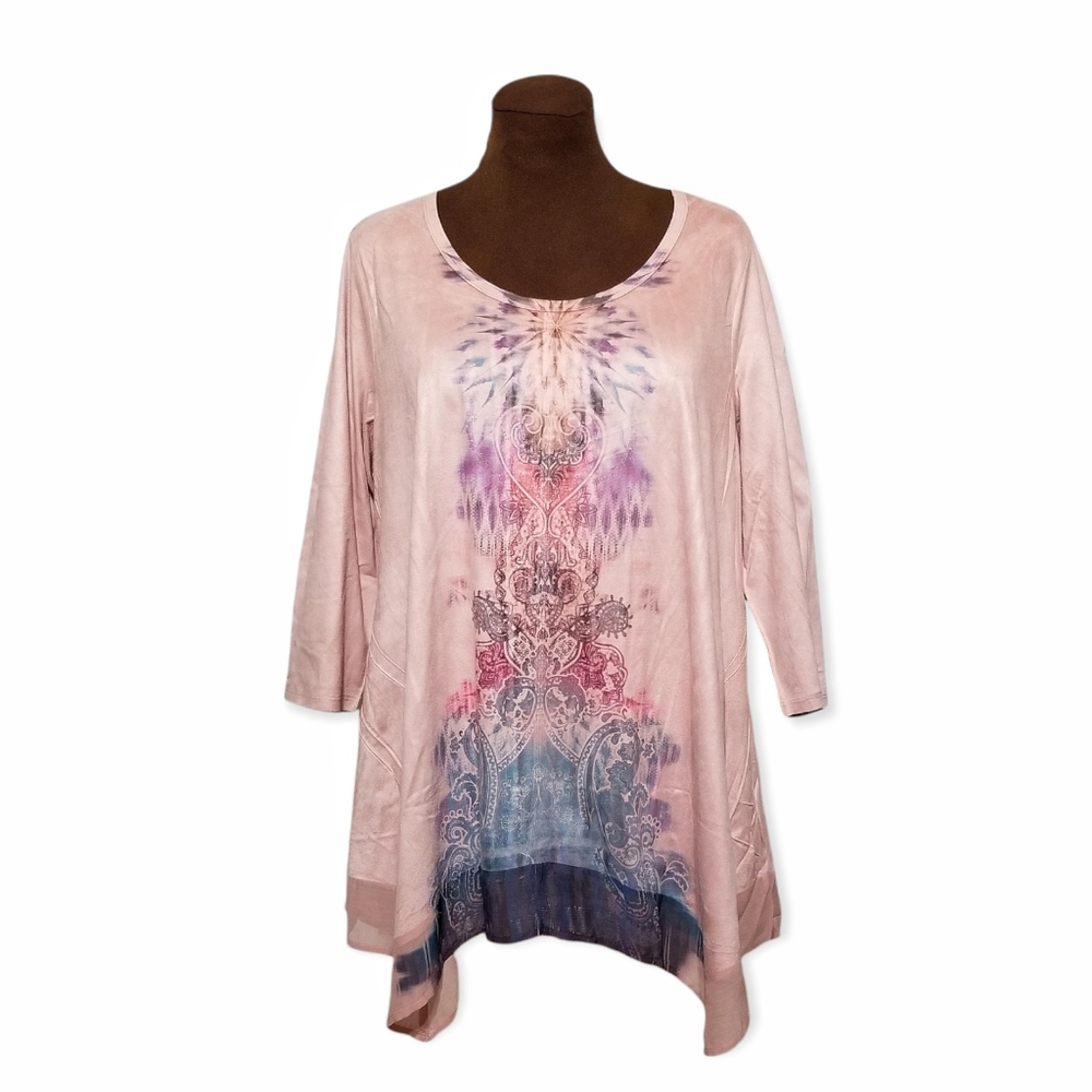 One World Long Sleeve Top Blouse Women's Plus Size 1X